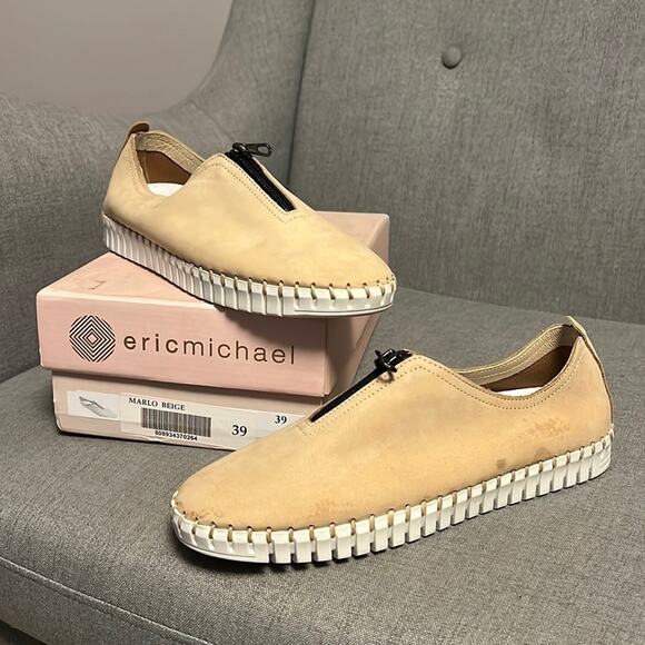 Eric Michael Marlo beige Nubuck zipper sneaker size 39 - Picture 1 of 8